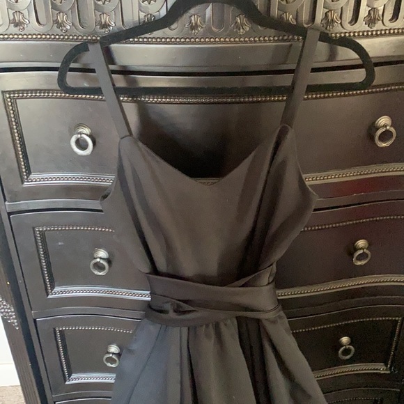 En Francais by Huey Waltzer Formal Black Satin Dress  Size 12 - Picture 3 of 7